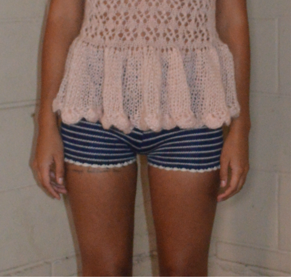 eyelet alpaca shorts