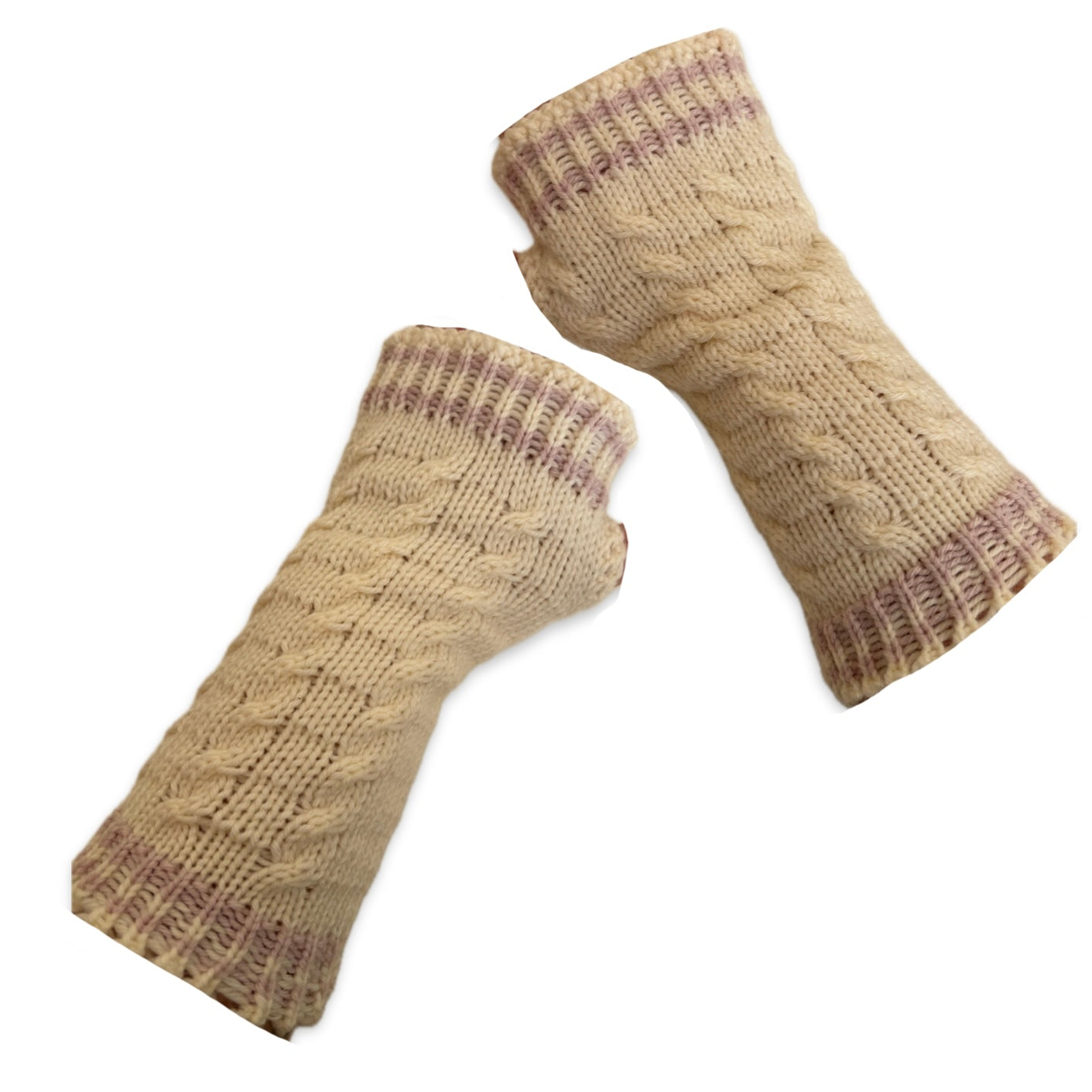 P&W Collegiate Cable Knit Fingerless Gloves