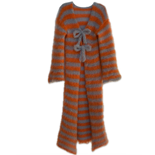 customizable mohair striped duster