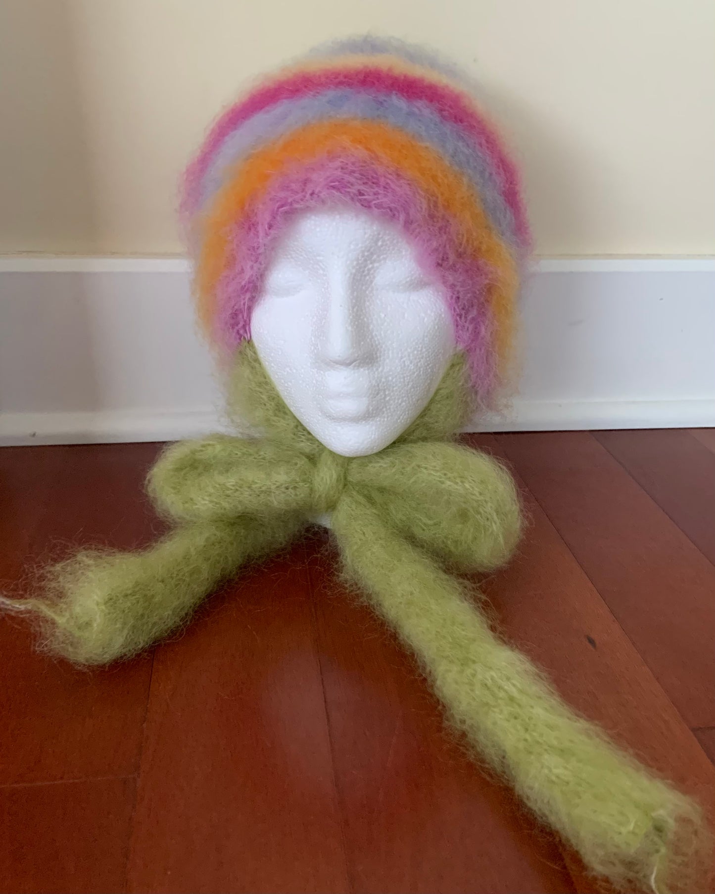 customizable mohair giant bow bonnet