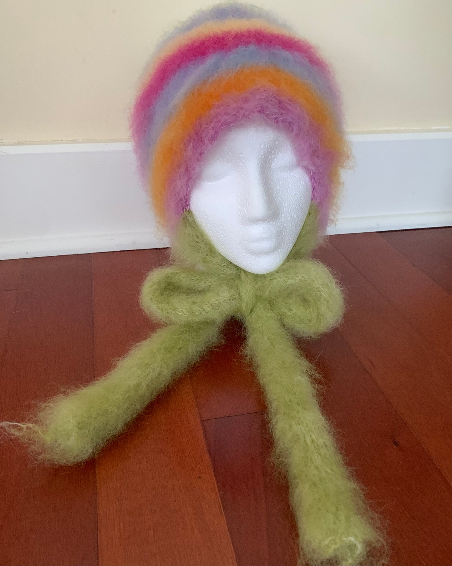 customizable mohair giant bow bonnet